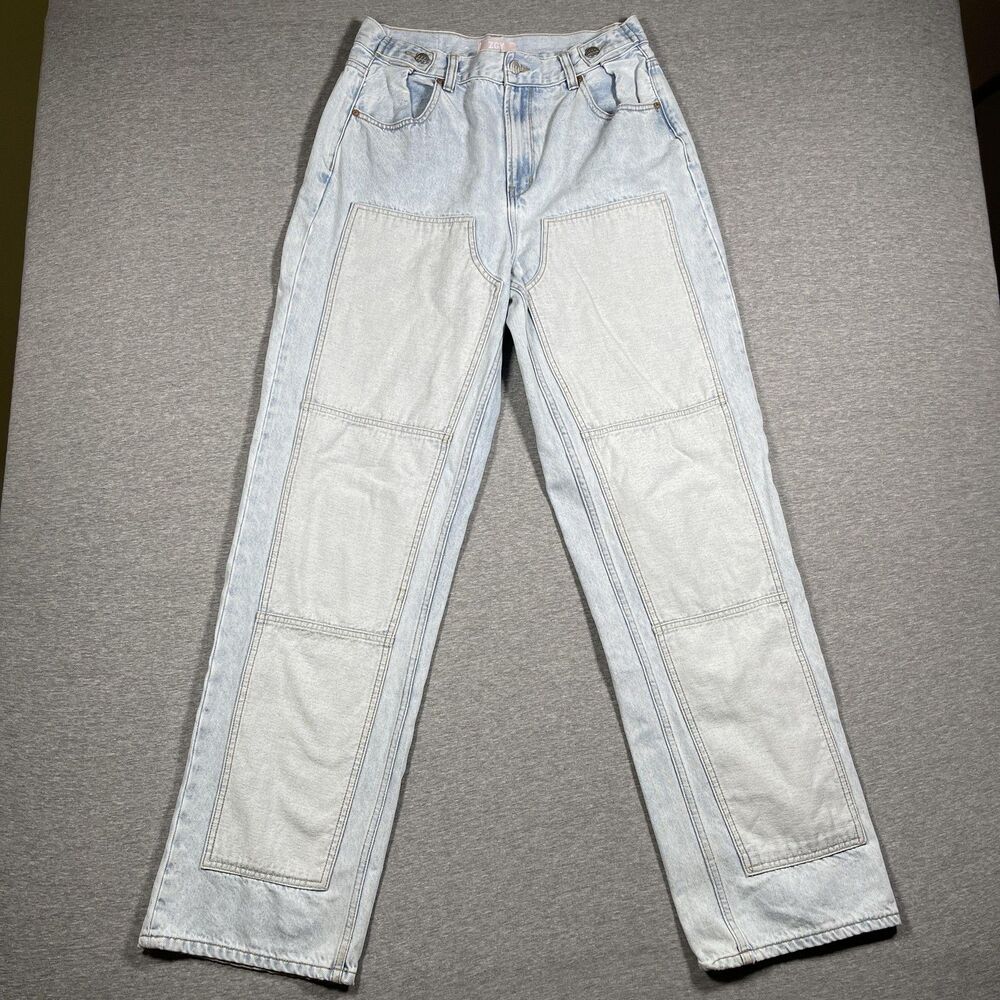 ZGY Denim Jeans Womens 28 Blue Acid Wash Straight Super High Loose